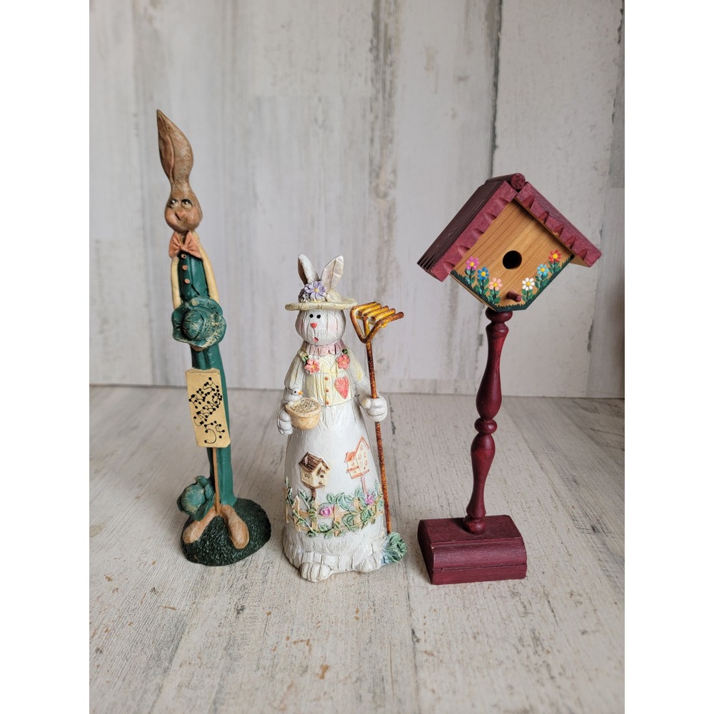 Easter gardening bunny set birdhouse cabbage rabbit skinny set spring home